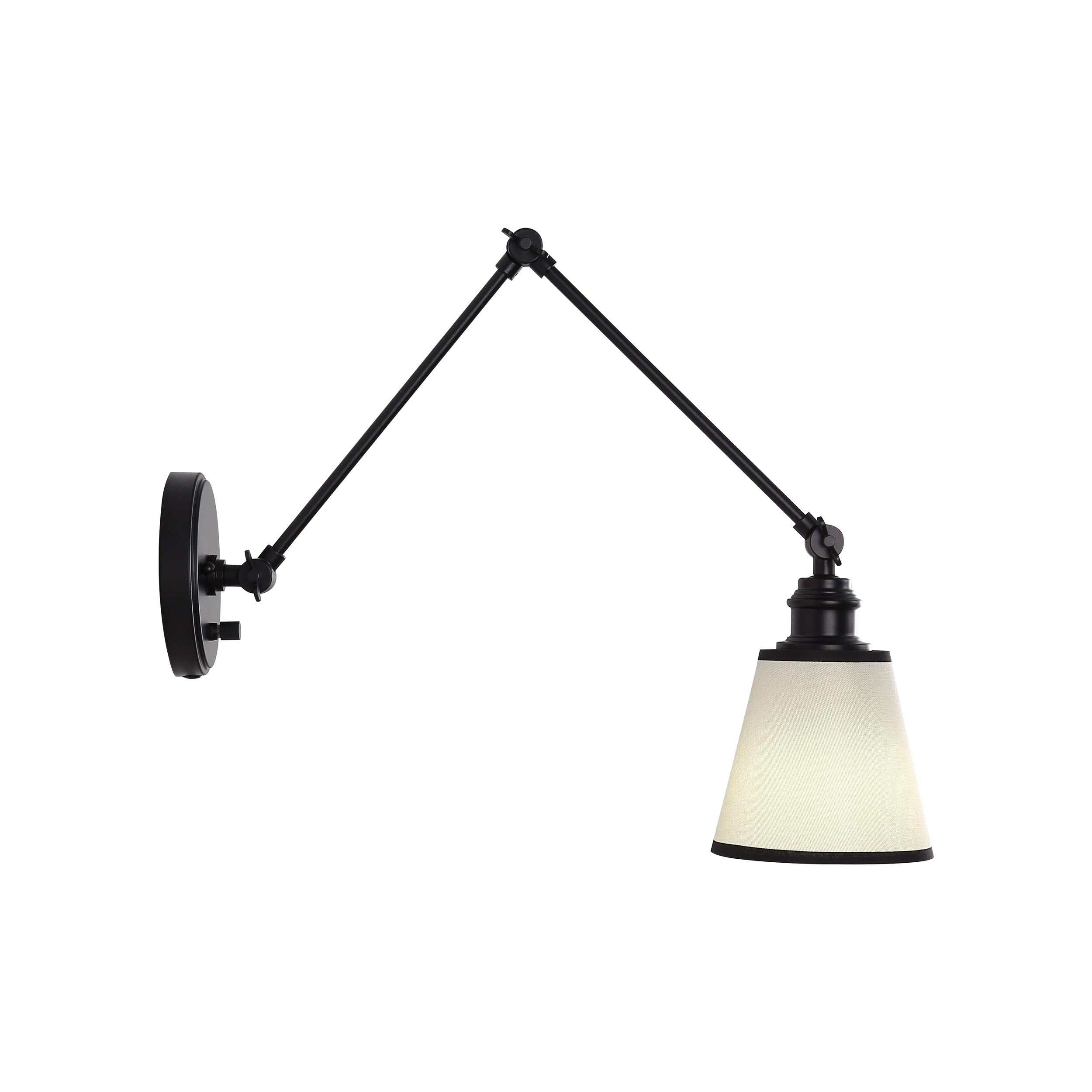 Yep by Golden Lighting Equinox 1-light Swing Arm Wall Lamp with Black Trim shade - - Golden Lighting