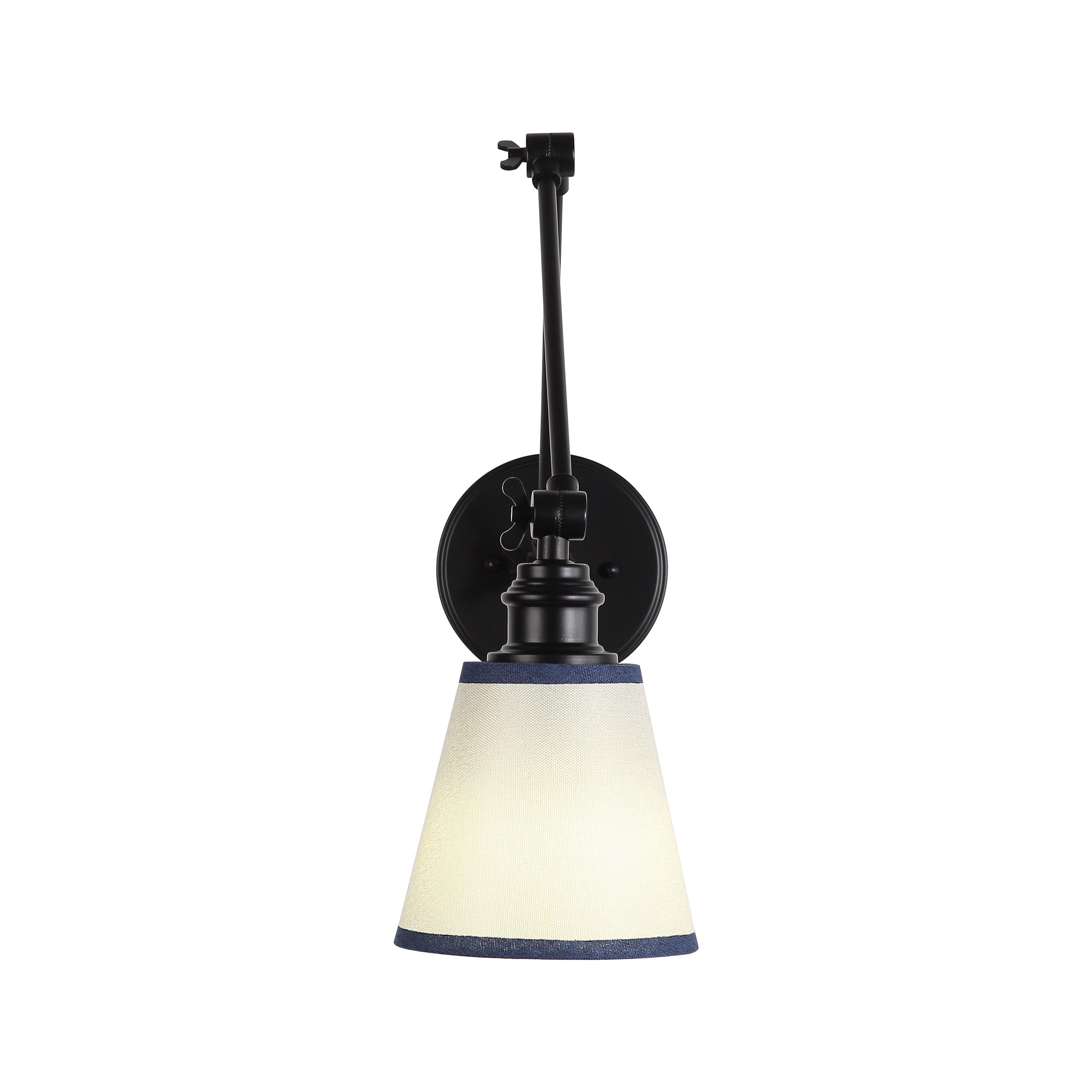 Yep by Golden Lighting Equinox 1-light Swing Arm Wall Lamp with Blue Trim shade - - Golden Lighting