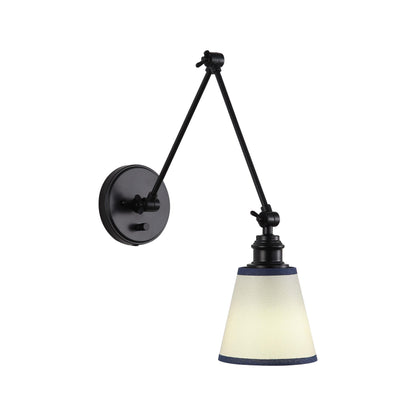 Yep by Golden Lighting Equinox 1-light Swing Arm Wall Lamp with Blue Trim shade - - Golden Lighting
