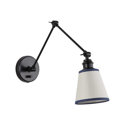 Yep by Golden Lighting Equinox 1-light Swing Arm Wall Lamp with Blue Trim shade - - Golden Lighting