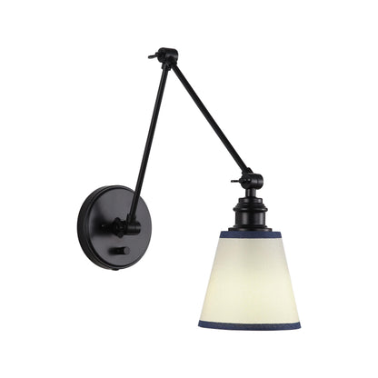 Yep by Golden Lighting Equinox 1-light Swing Arm Wall Lamp with Blue Trim shade - - Golden Lighting