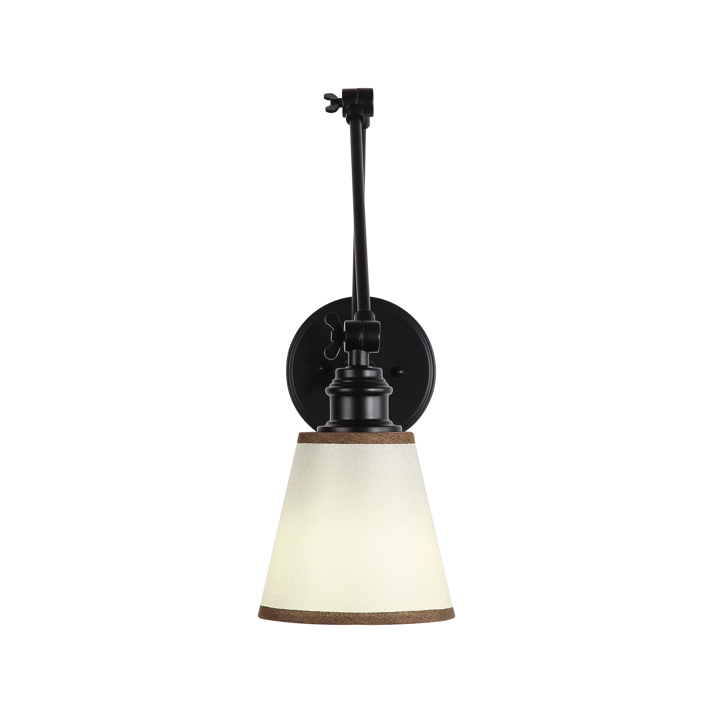 Yep by Golden Lighting Equinox 1-light Swing Arm Wall Lamp with Brown Trim shade - - Golden Lighting