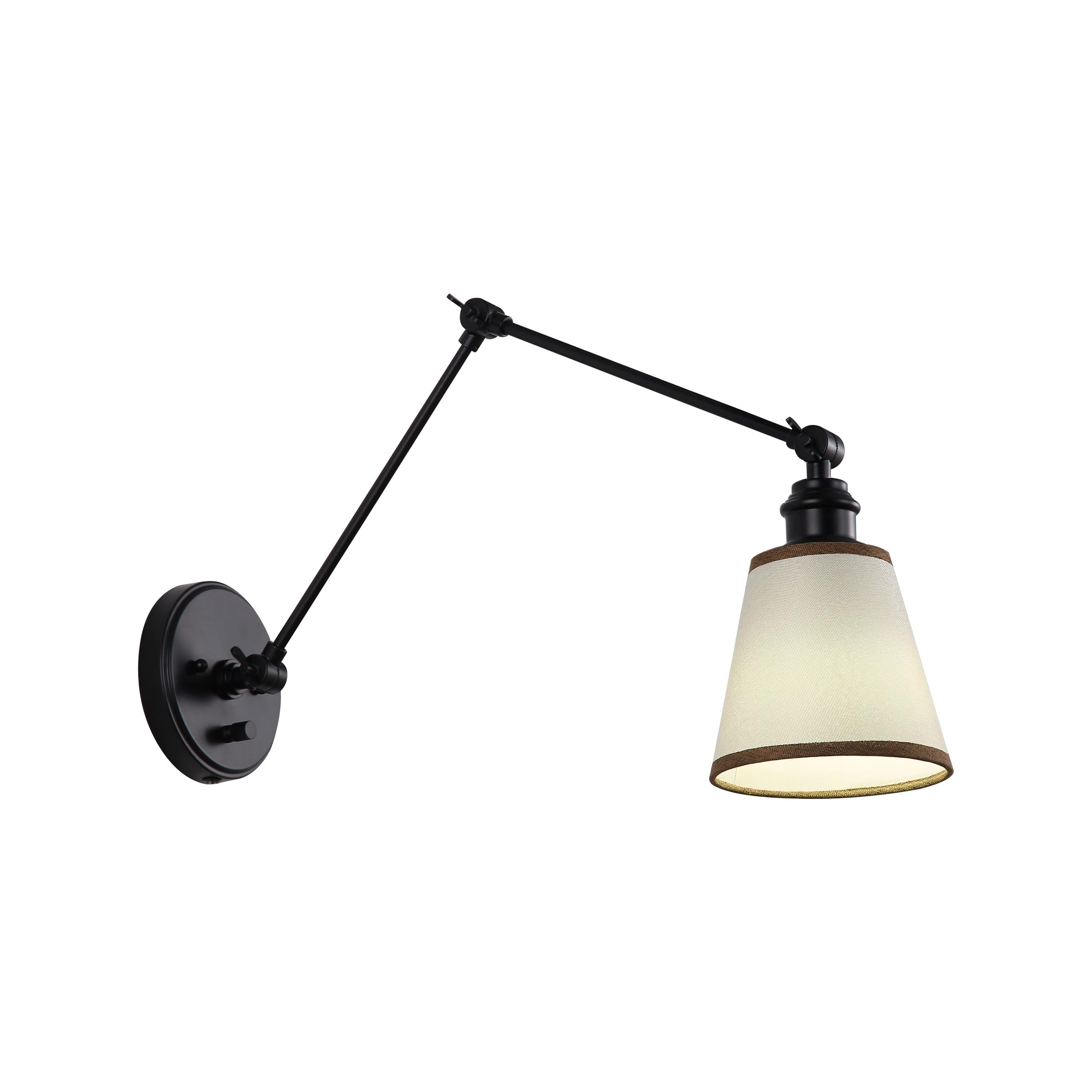 Yep by Golden Lighting Equinox 1-light Swing Arm Wall Lamp with Brown Trim shade - - Golden Lighting