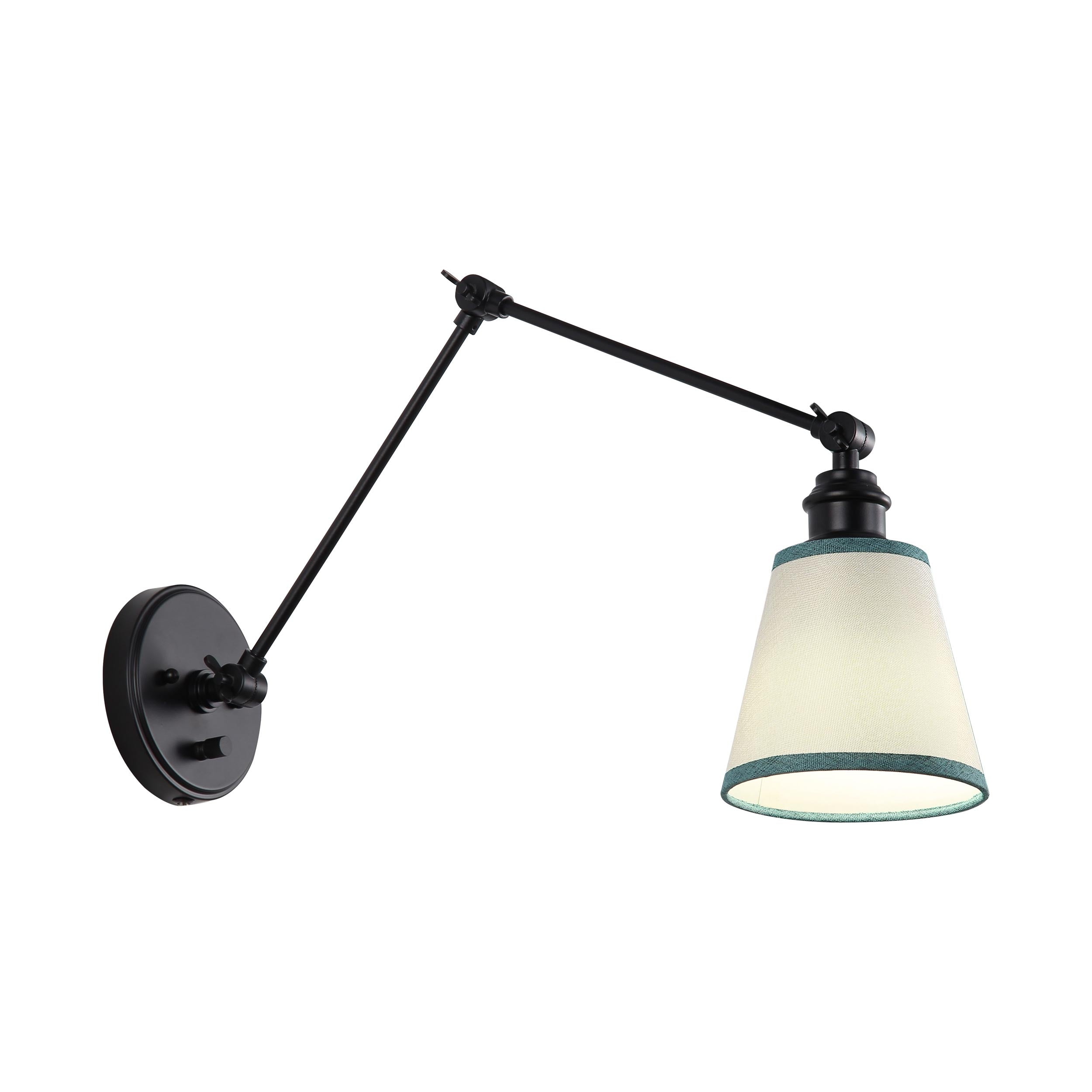 Yep by Golden Lighting Equinox 1-light Swing Arm Wall Lamp with Green Trim shade - - Golden Lighting