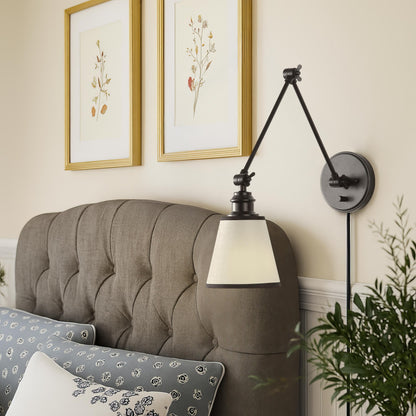 Yep by Golden Lighting Equinox 1-light Swing Arm Wall Lamp with Black Trim shade - - Golden Lighting