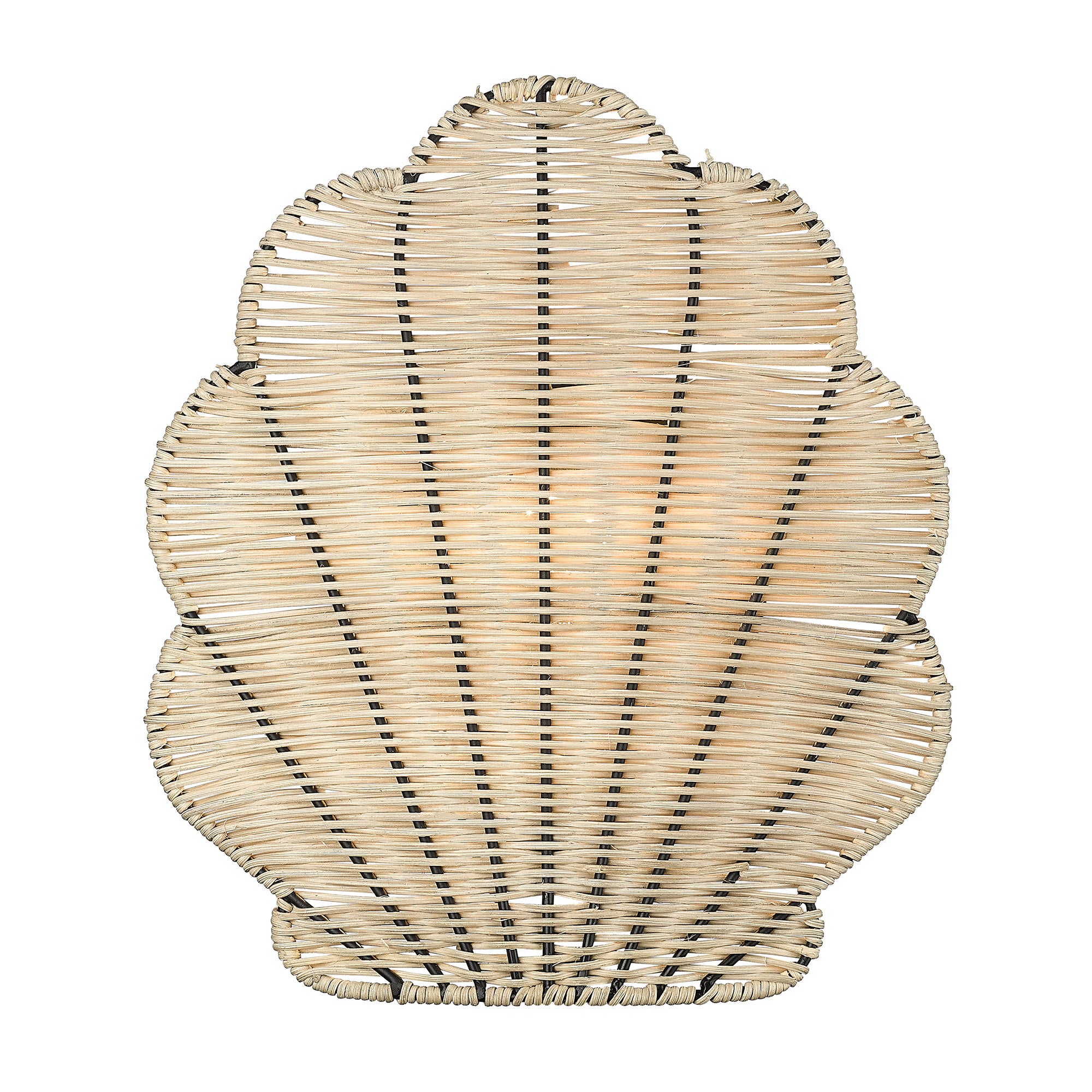 Malia 1 Light Wall Sconce in Matte Black with Natural Wicker Shade - - Golden Lighting