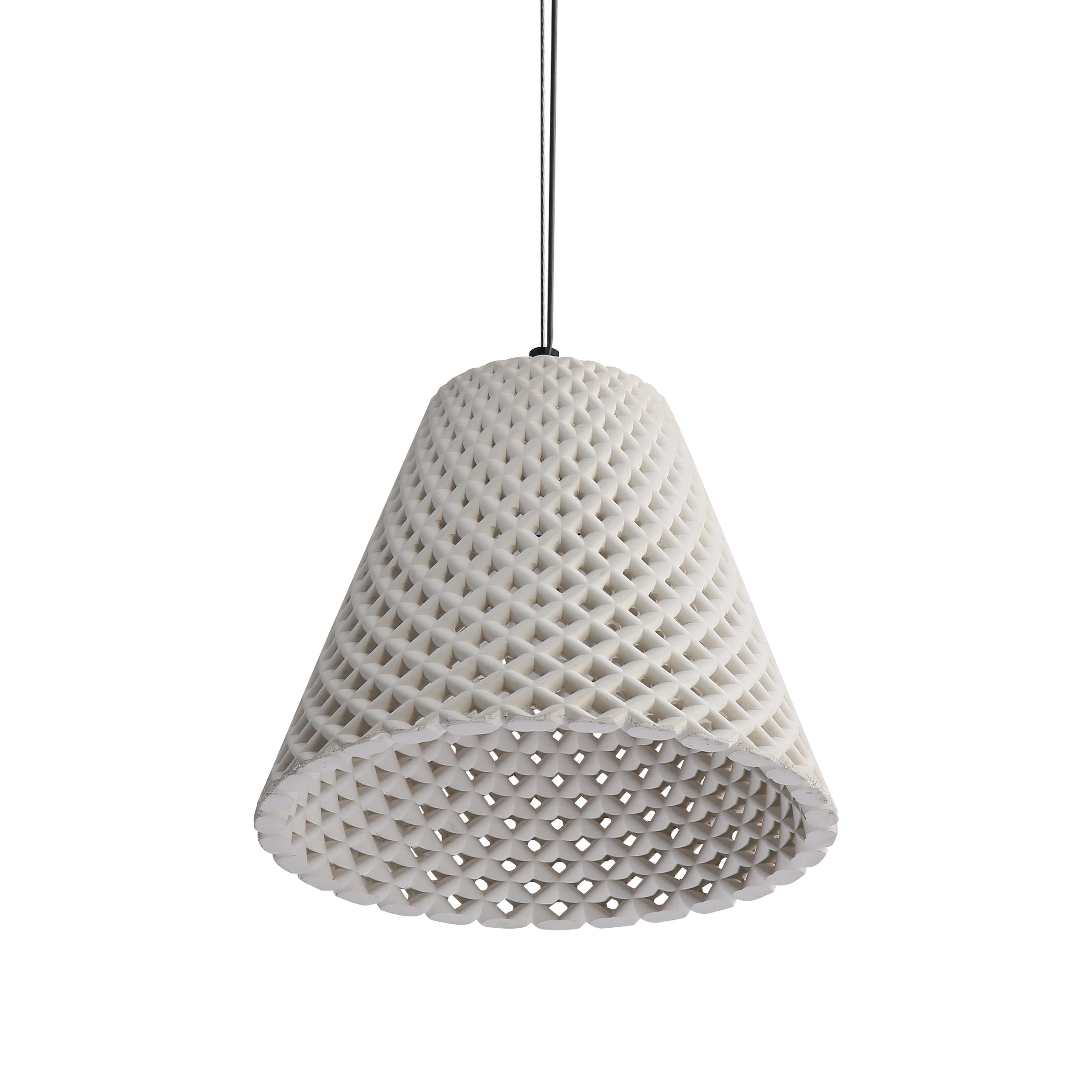 Golden Lighting Clarus 10in Integrated LED Pendant in White Sandstone Cement - - Golden Lighting