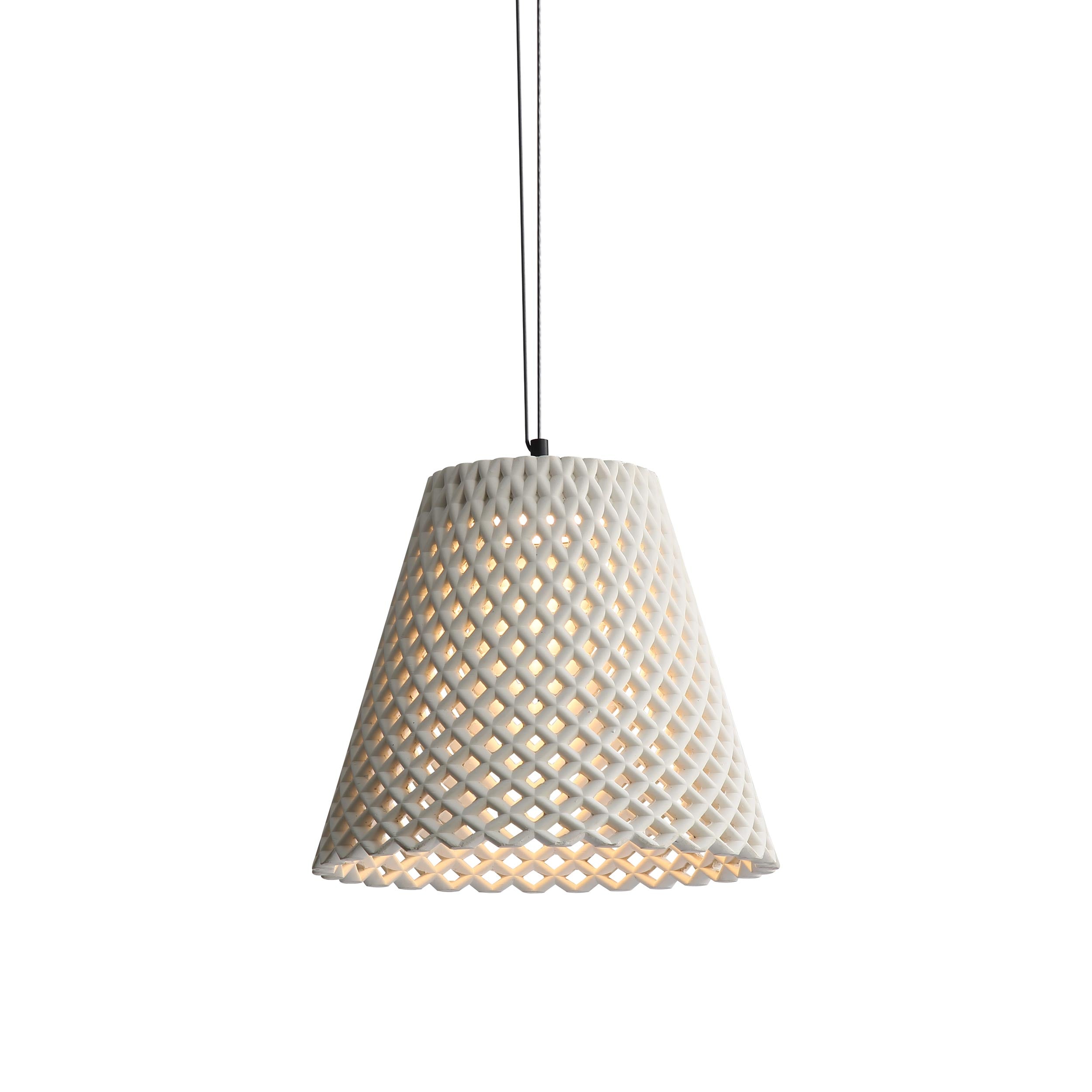 Golden Lighting Clarus 14in Integrated LED Pendant in White Sandstone Cement - - Golden Lighting