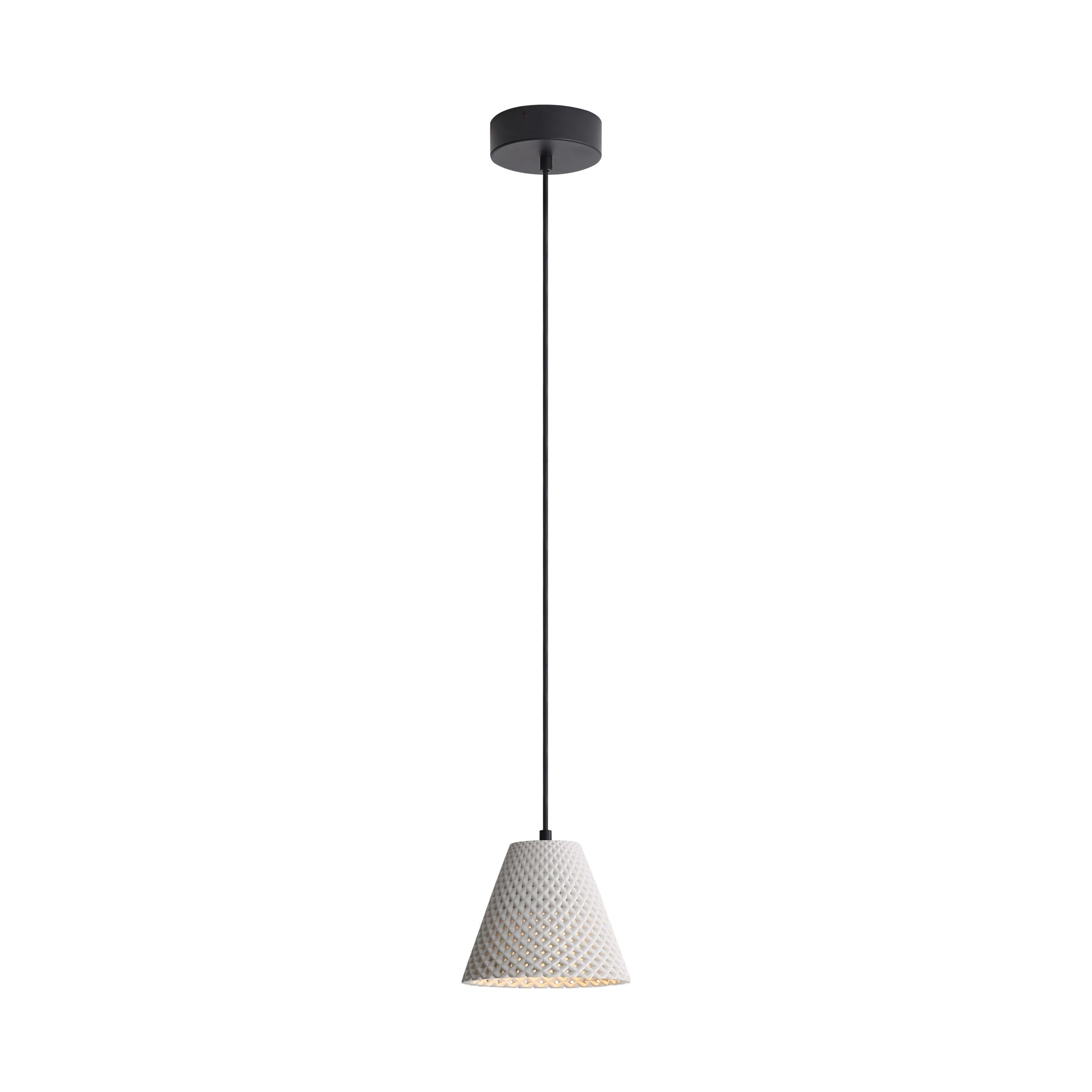 Golden Lighting Clarus 8in Integrated LED Pendant in White Sandstone Cement - - Golden Lighting