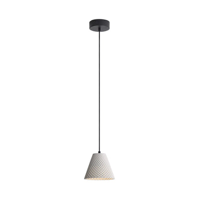 Golden Lighting Clarus 8in Integrated LED Pendant in White Sandstone Cement - - Golden Lighting
