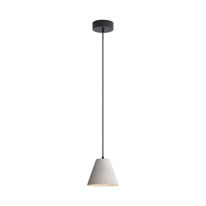 Golden Lighting Clarus 8in Integrated LED Pendant in White Sandstone Cement - - Golden Lighting