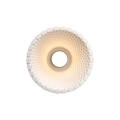 Golden Lighting Clarus 8in Integrated LED Pendant in White Sandstone Cement - - Golden Lighting