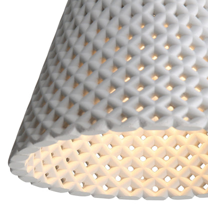 Golden Lighting Clarus 8in Integrated LED Pendant in White Sandstone Cement - - Golden Lighting