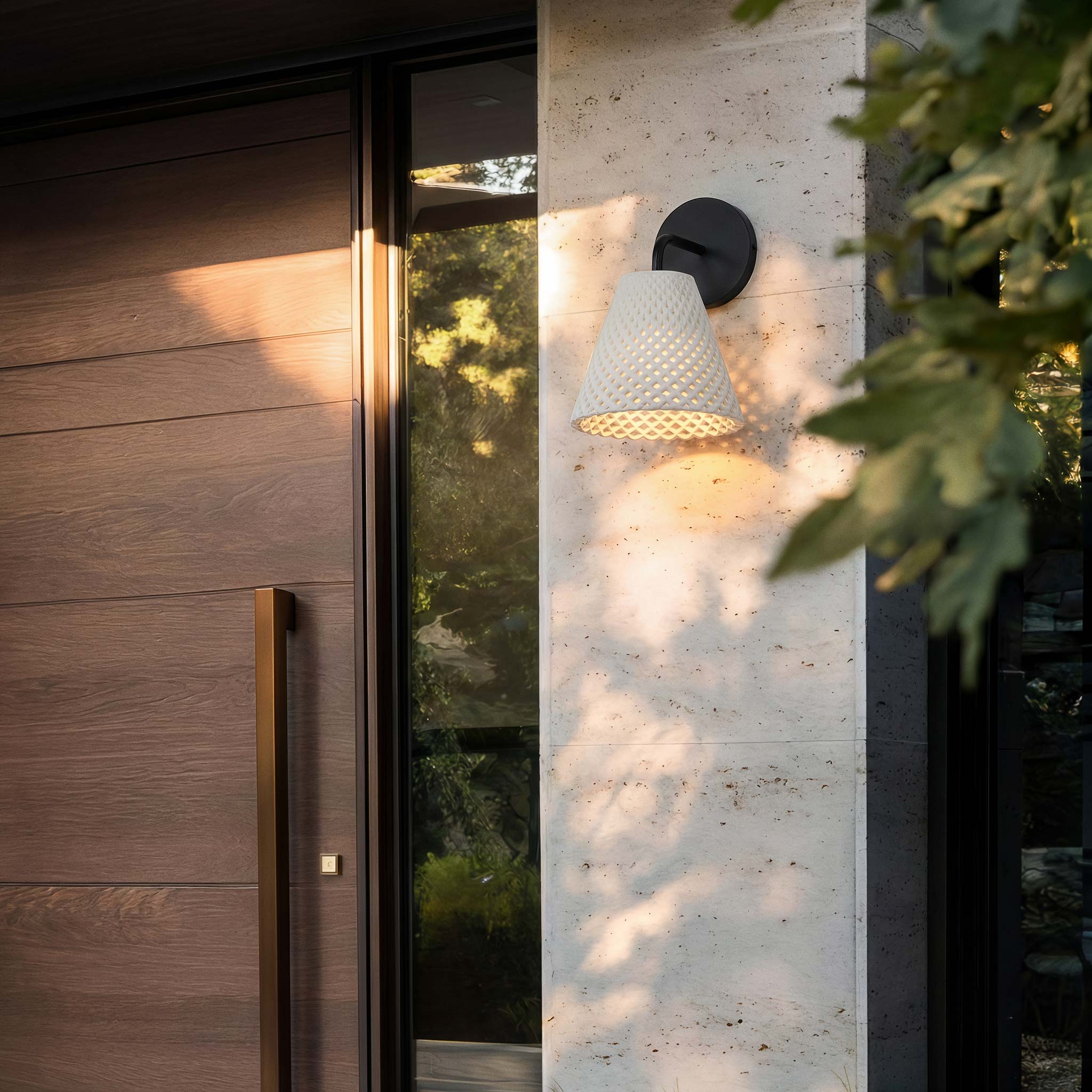 Golden Lighting Clarus Integrated LED Wall Sconce in White Sandstone Cement - - Golden Lighting