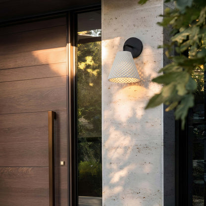 Golden Lighting Clarus Integrated LED Wall Sconce in White Sandstone Cement - - Golden Lighting