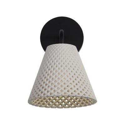 Golden Lighting Clarus Integrated LED Wall Sconce in White Sandstone Cement - - Golden Lighting