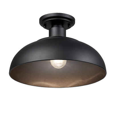 Yep by Golden Lighting Levitt 1-light Outdoor Ceiling in Natural Black and Natural Black shade - - Golden Lighting