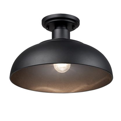 Yep by Golden Lighting Levitt 1-light Outdoor Ceiling in Natural Black and Natural Black shade - - Golden Lighting