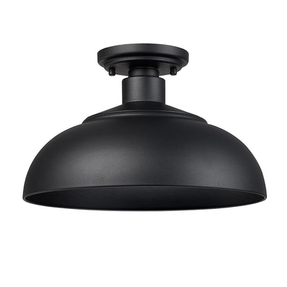 Yep by Golden Lighting Levitt 1-light Outdoor Ceiling in Natural Black and Natural Black shade - - Golden Lighting