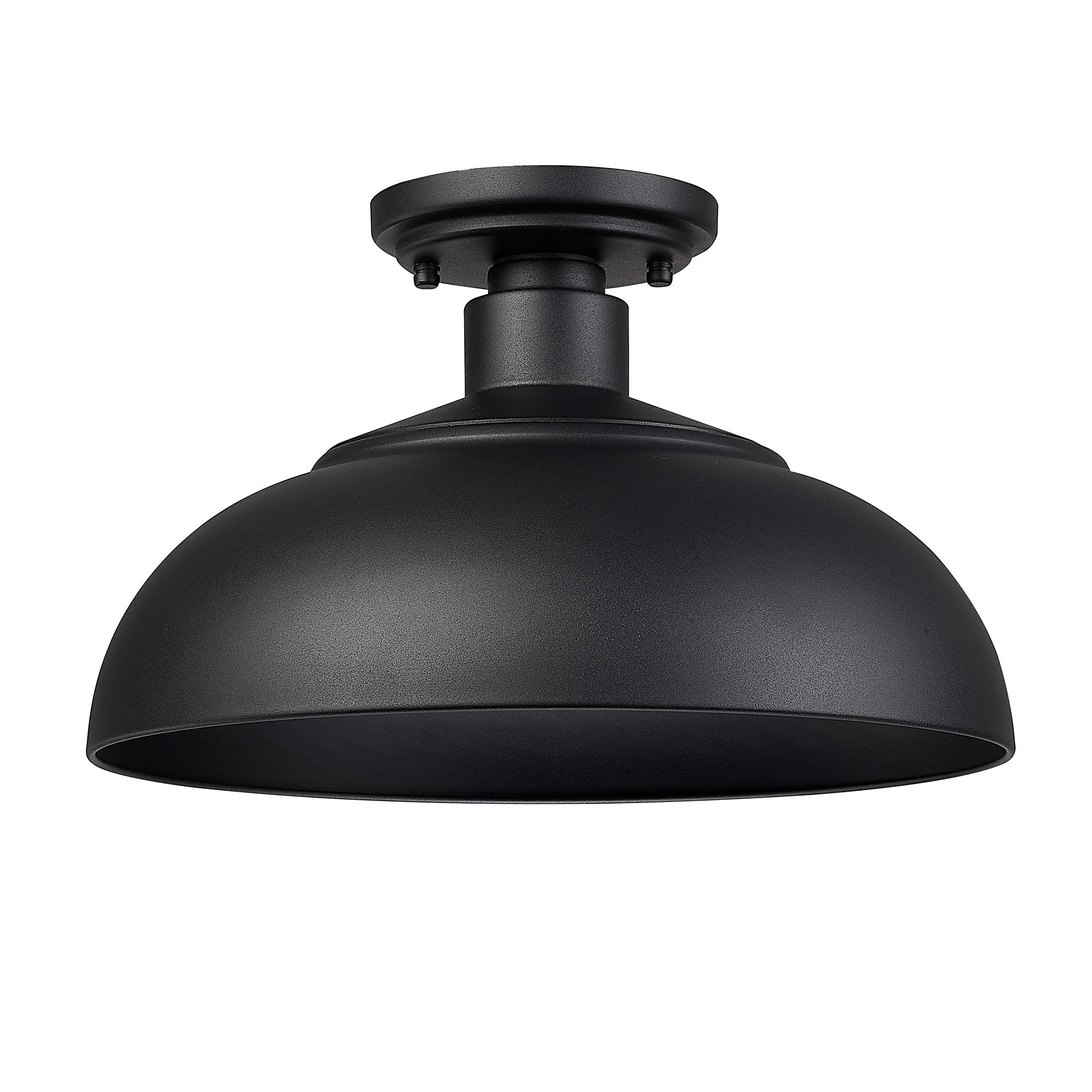 Levitt Semi-Flush - Outdoor in Natural Black with Natural Black Shade - - Golden Lighting