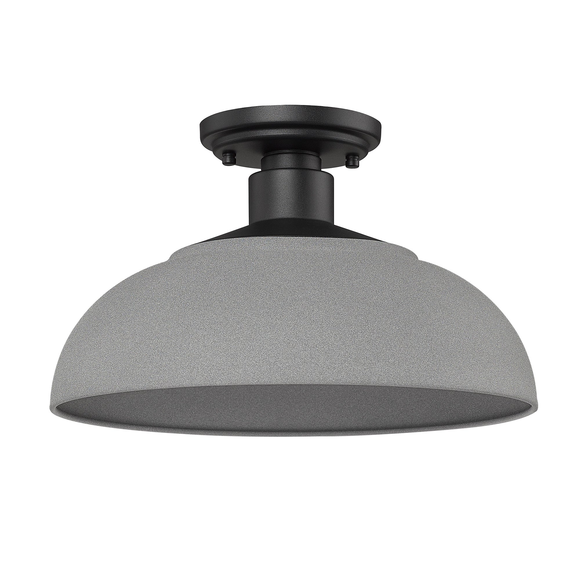 Levitt Semi-Flush - Outdoor in Natural Black with Natural Gray Shade - - Golden Lighting
