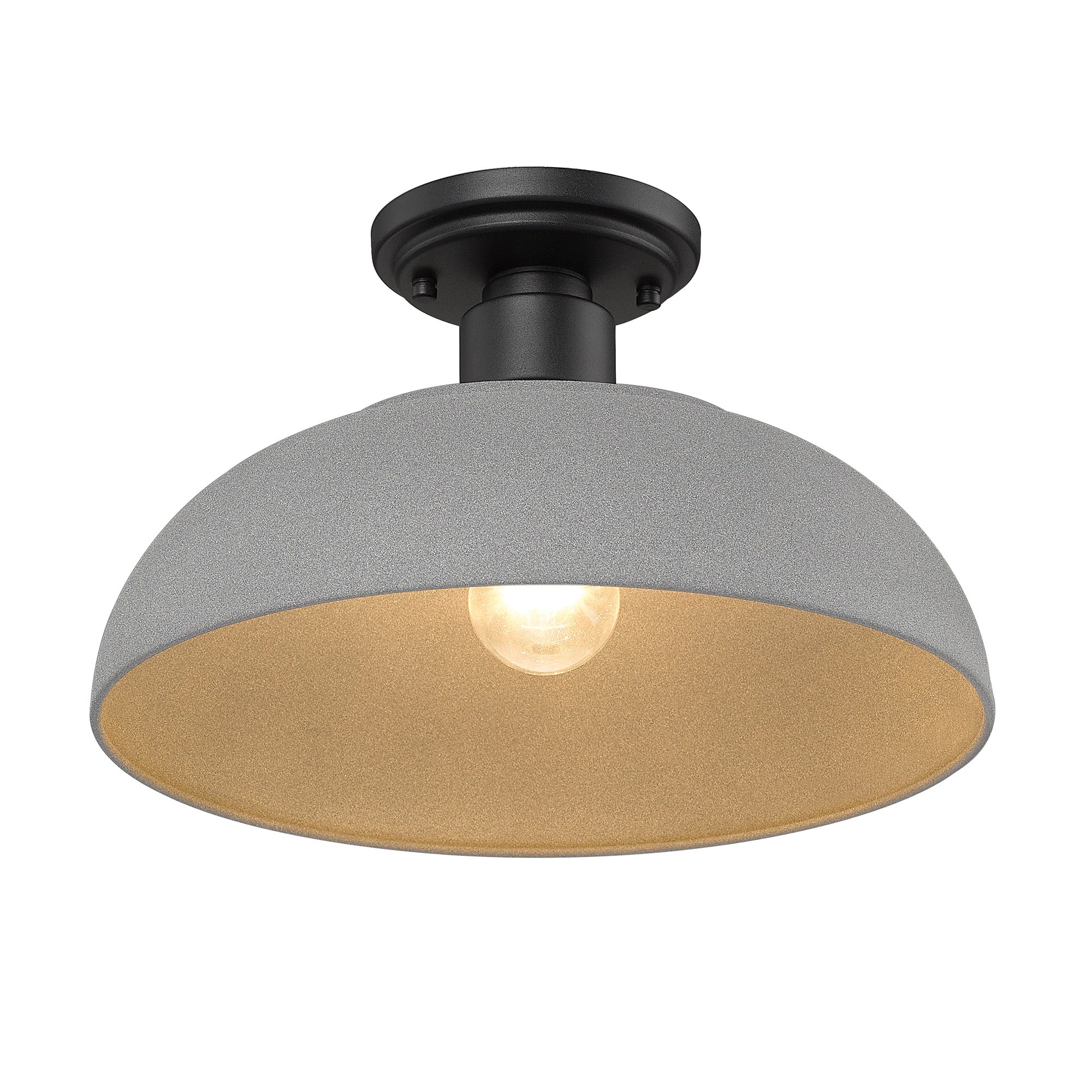 Yep by Golden Lighting Levitt 1-light Outdoor Ceiling in Natural Black and Natural Gray shade