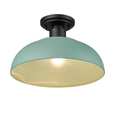 Yep by Golden Lighting Levitt 1-light Outdoor Ceiling in Natural Black and Natural Teal shade - - Golden Lighting