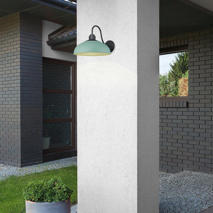 Levitt Large Wall Sconce - Outdoor in Natural Black with Natural Teal Shade - Incandescent,Type A / 1 x 100W(M) / 13.625"L x 11.625"H x 17.875"E - Golden Lighting