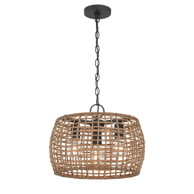 Weavelight 3-light Pendant in Natural Black - Golden Lighting