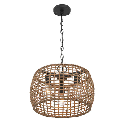 Weavelight 3-light Pendant in Natural Black, alternate view - Golden Lighting