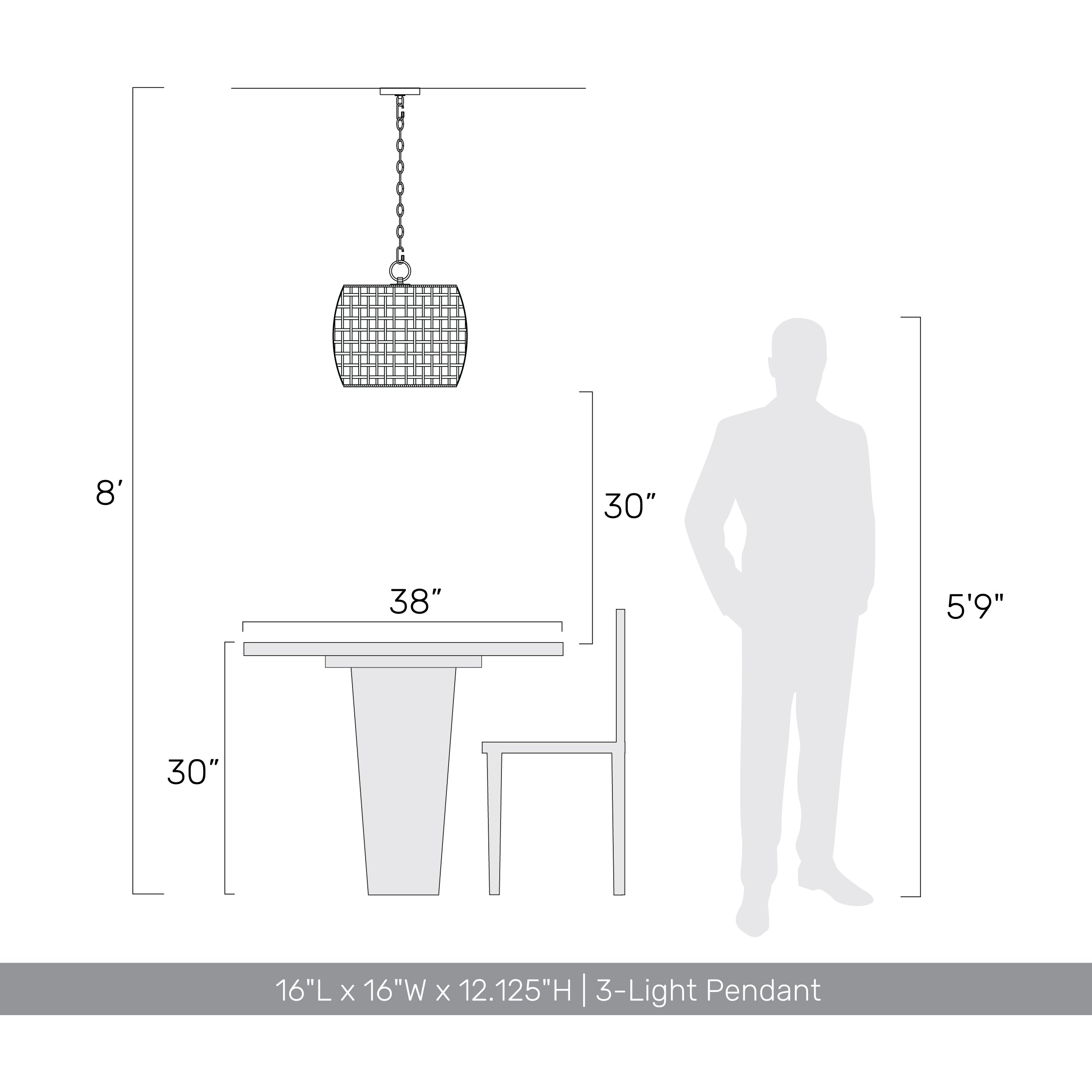 Weavelight 3-light Pendant in Natural Black