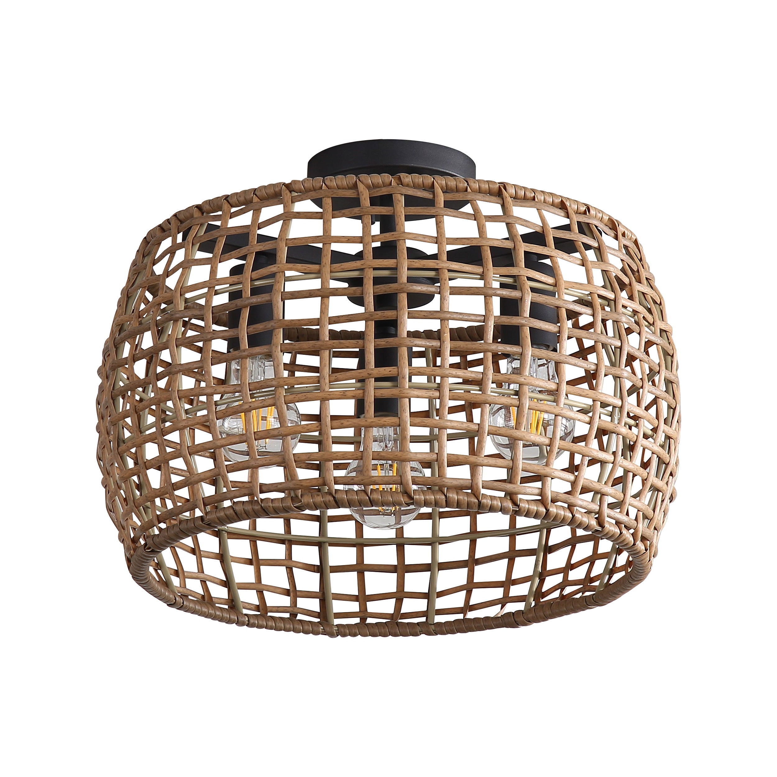 Weavelight 3-light Semi-Flush Mount in Natural Black