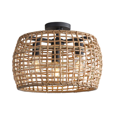 Weavelight 3-light Semi-Flush Mount in Natural Black