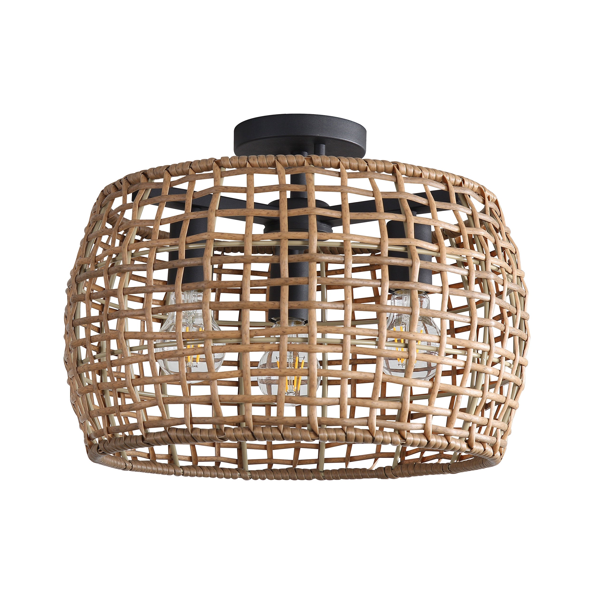 Weavelight 3-light Semi-Flush Mount in Natural Black