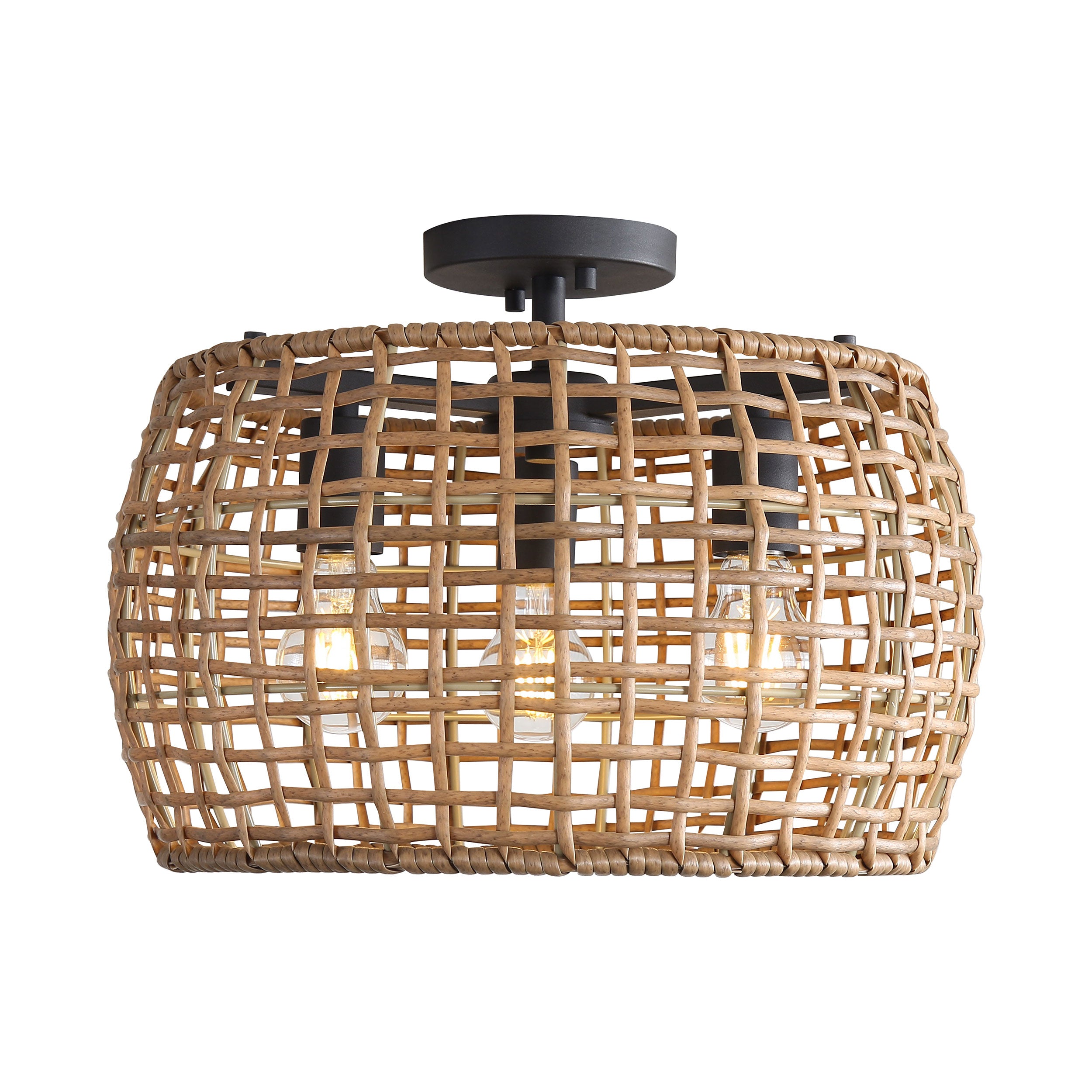 Weavelight 3-light Semi-Flush Mount in Natural Black