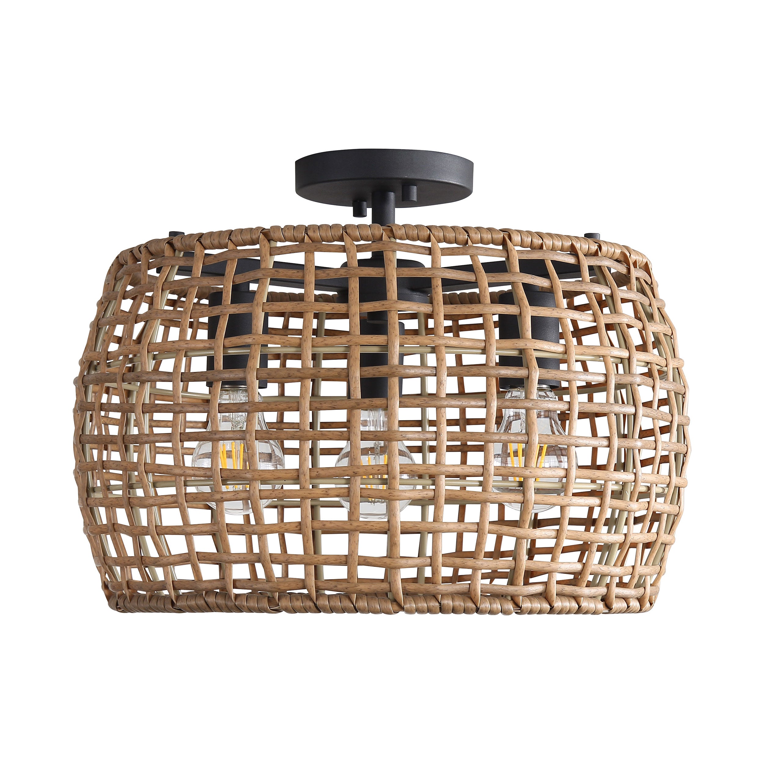 Weavelight 3-light Semi-Flush Mount in Natural Black