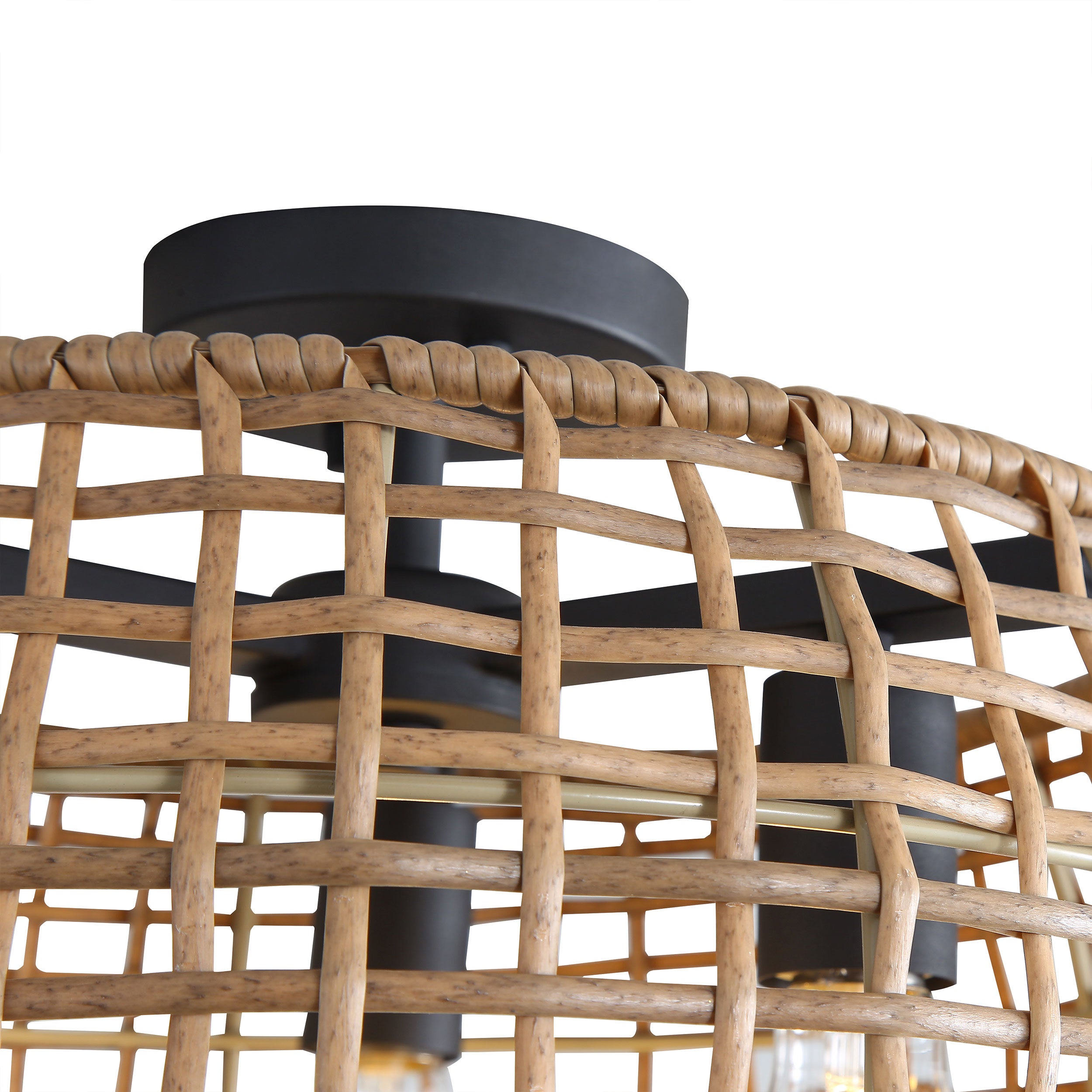Weavelight 3-light Semi-Flush Mount in Natural Black