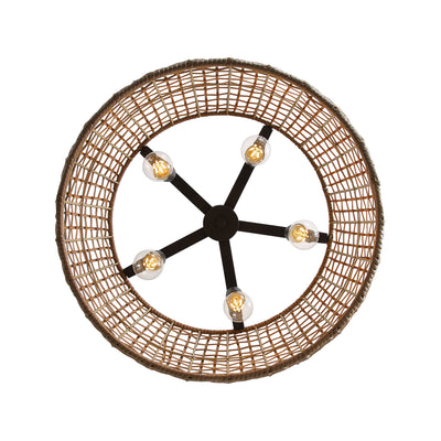 Weavelight 5-light Pendant in Natural Black, view from below - Golden Lighting