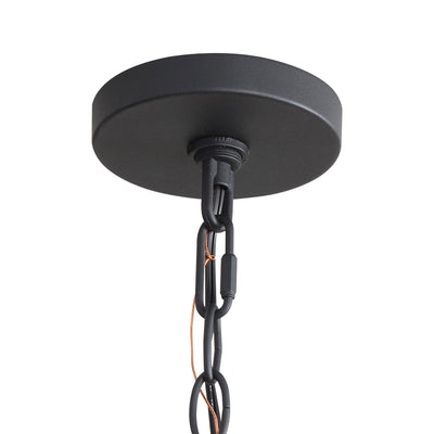 Weavelight 5-light Pendant in Natural Black, canopy and backplate view - Golden Lighting