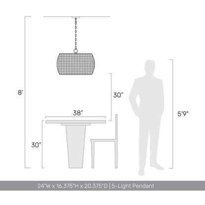 Weavelight 5-light Pendant in Natural Black