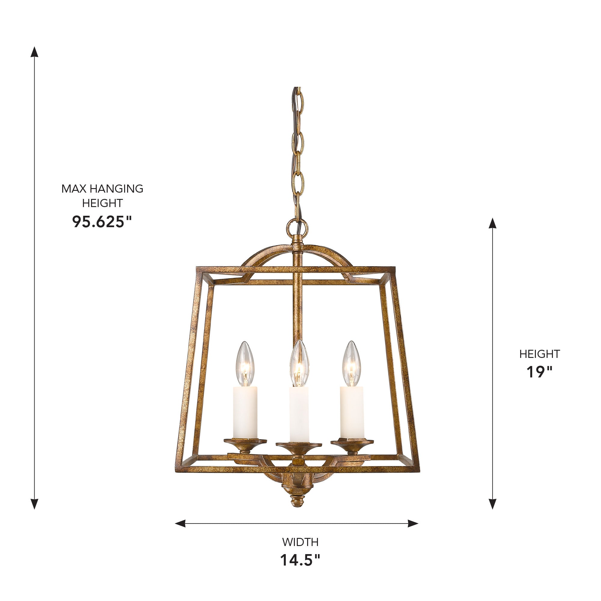 Golden Lighting Athena 3-light Pendant in Grecian Gold - - Golden Lighting
