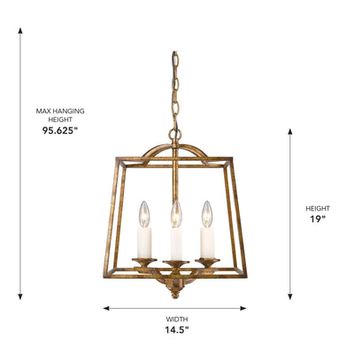 Golden Lighting Athena 3-light Pendant in Grecian Gold - - Golden Lighting