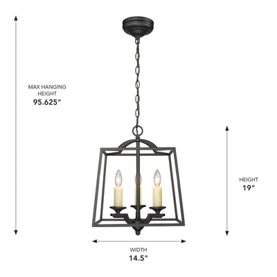 Golden Lighting Athena 3-light Pendant in Natural Black - - Golden Lighting