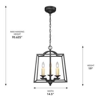 Golden Lighting Athena 3-light Pendant in Natural Black - - Golden Lighting