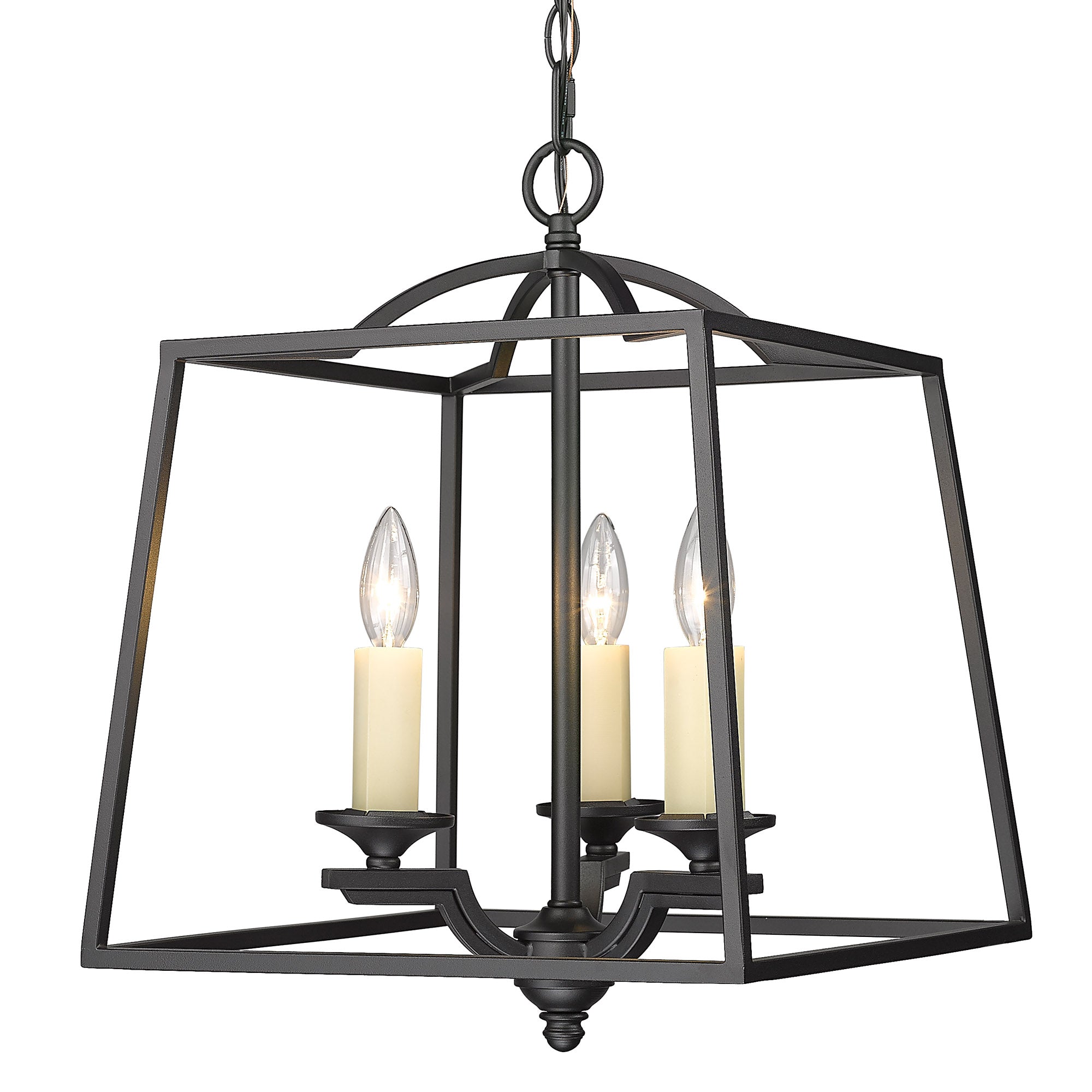 Athena NB 3 Light Pendant in Natural Black - - Golden Lighting