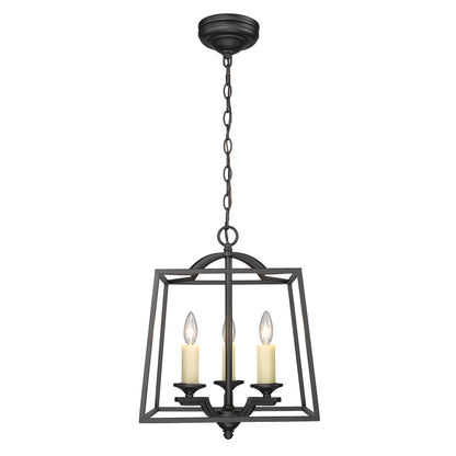 Athena NB 3 Light Pendant in Natural Black - Natural Black / No Shade / N/A - Golden Lighting