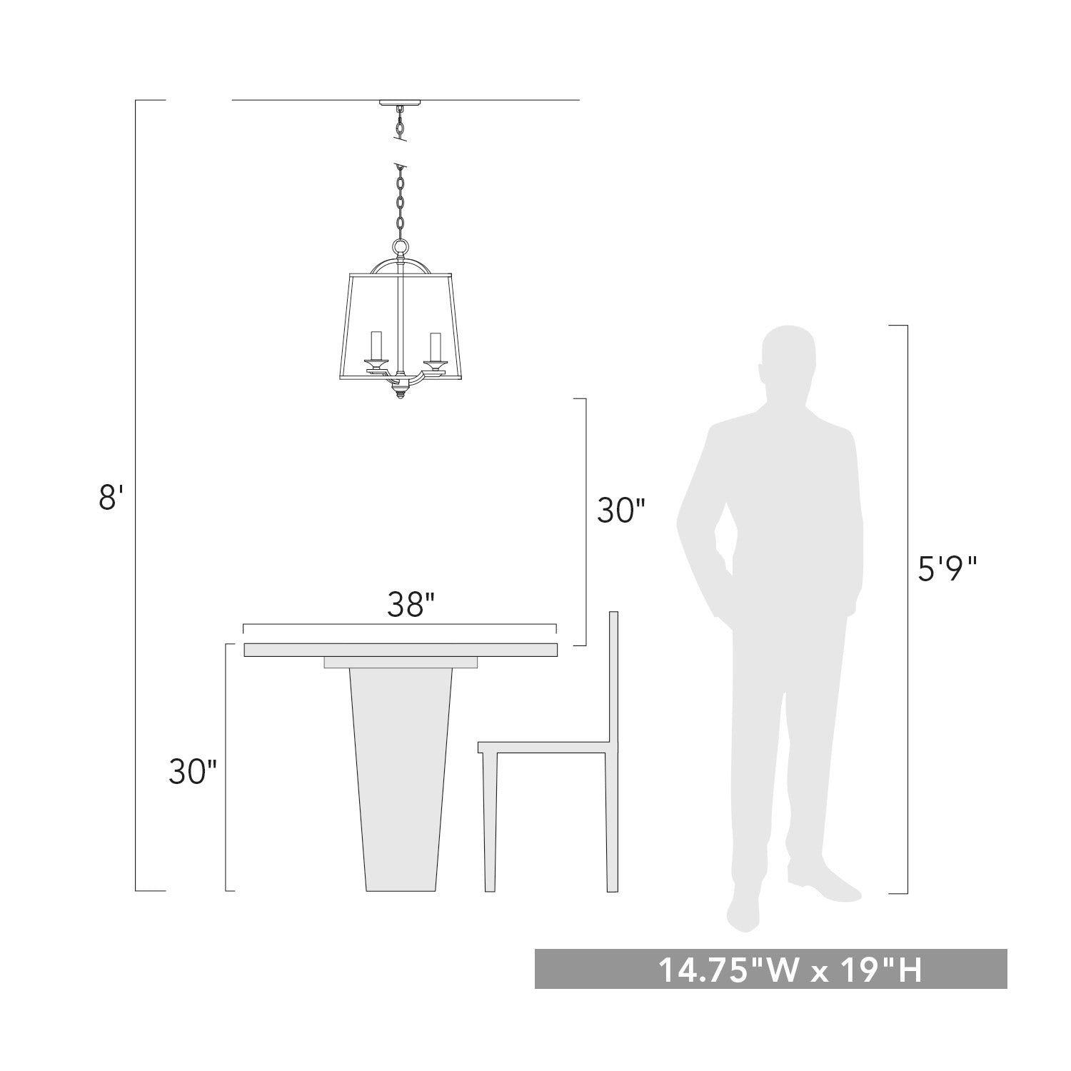 Golden Lighting Athena 3-light Pendant in Natural Black - - Golden Lighting