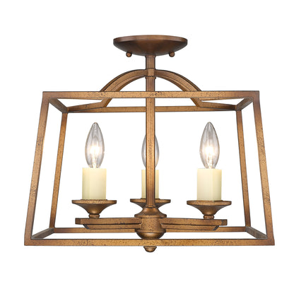 Golden Lighting Athena 3-light Semi-Flush Mount in Grecian Gold - - Golden Lighting