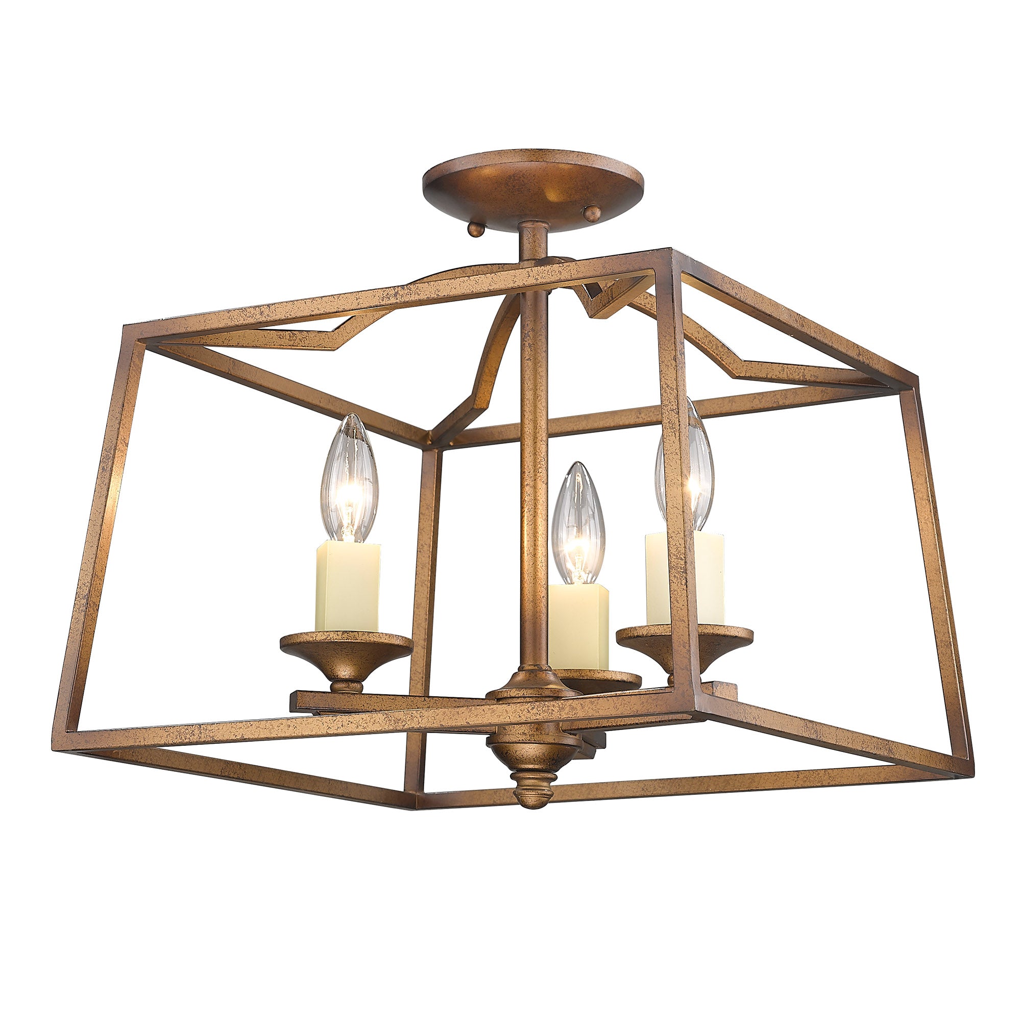 Athena 3 Light Semi-Flush in Grecian Gold - - Golden Lighting