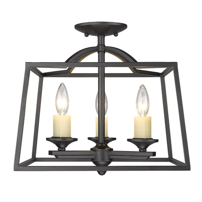 Golden Lighting Athena 3-light Semi-Flush Mount in Natural Black - Default Title - Golden Lighting